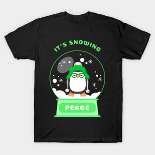 It Is Snowing Peace Penguin (Green) T-Shirt